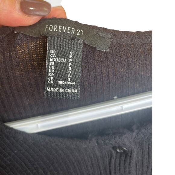 Forever 21 Black Ribbed Bodycon button dress Small - Picture 4 of 4